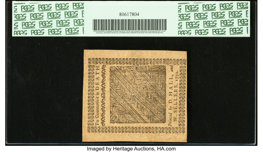 image for: Apr 3, 1772 Pennsylvania 2s6d PCGS CU63 (Fr. PA157)