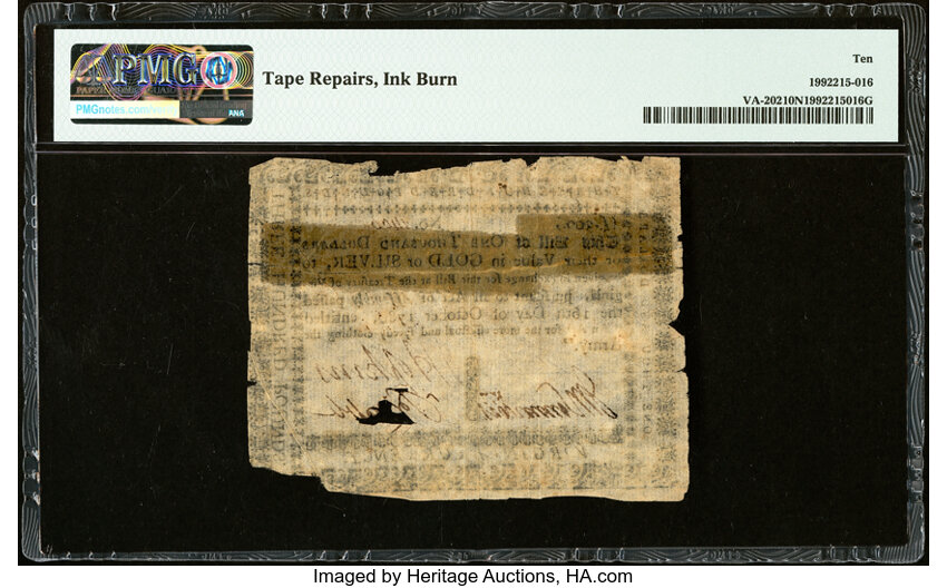 image for: Virginia October 16, 1780 (For Clothing the Army) $1,000 PMG Very Good 10 Net....
