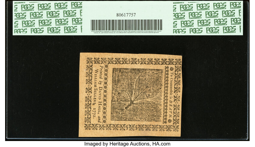 image for: Apr 3, 1772 Pennsylvania 1s PCGS CU64 (Fr. PA154)