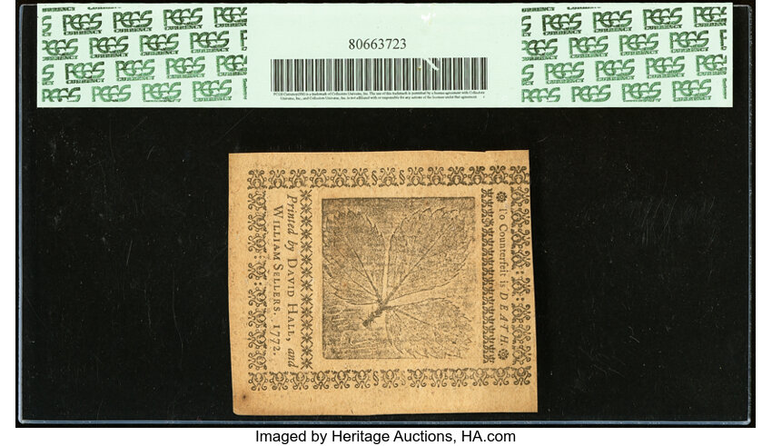 image for: Apr 3, 1772 Pennsylvania 1s PCGS CU63 (Fr. PA154)