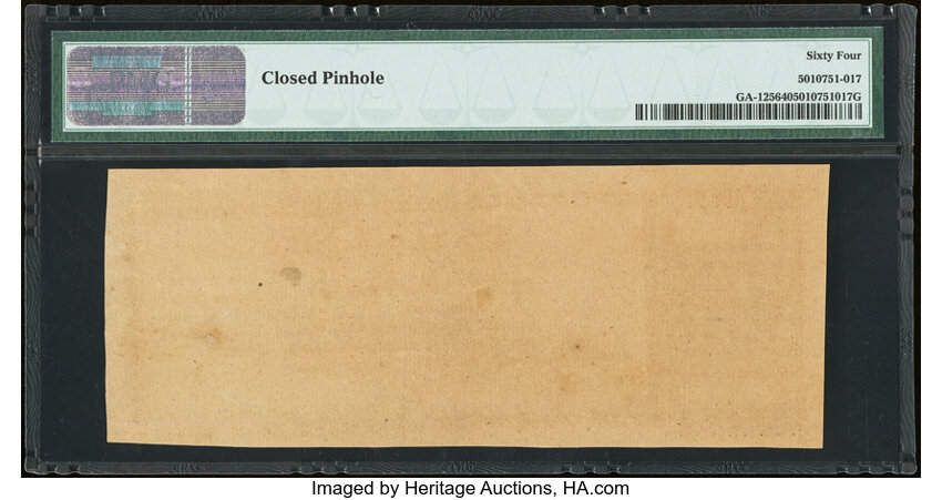 image for: Georgia January 9, 1782 Hand-written Remainder PMG Choice Uncirculated 64....
