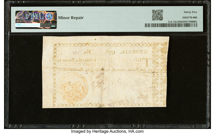 image for: 1776 Georgia $2  PMG VF35 (Fr. GA72c)