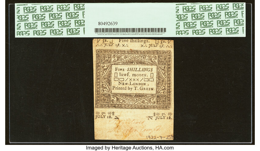 image for: Jul 1, 1780 Connecticut 5s PCGS AU50 (Fr. CT237)