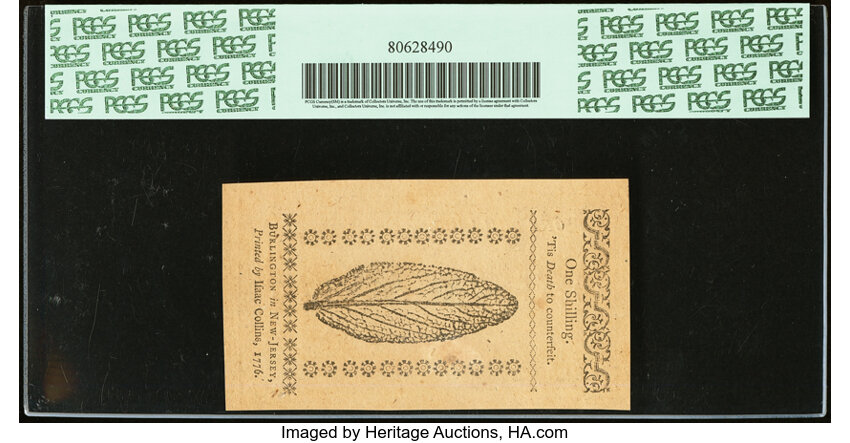 image for: New Jersey March 25, 1776 1s PCGS Apparent Very Choice New 64....