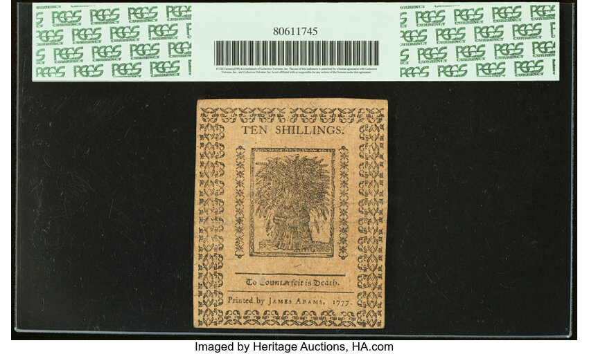image for: May 1, 1777 Delaware 10s PCGS AU53 (Fr. DE91)