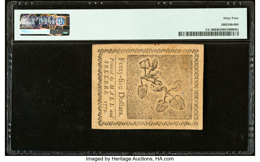 image for: Jan 14, 1779 Continental Congress $45  PMG CU64 (Fr. CC96)