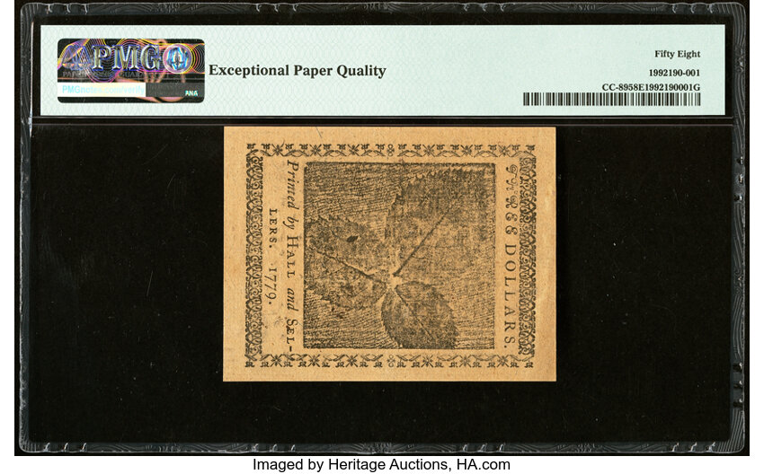 image for: Continental Currency January 14, 1779 $3 PMG Choice About Unc 58 EPQ....