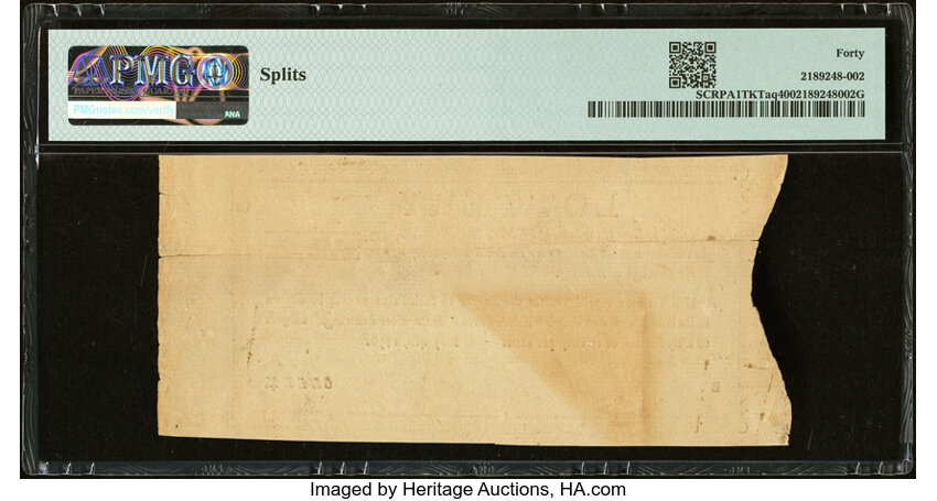 image for: Aug 6, 1789 Pennsylvania $3/90 PMG XF40 (Fr. PA274)