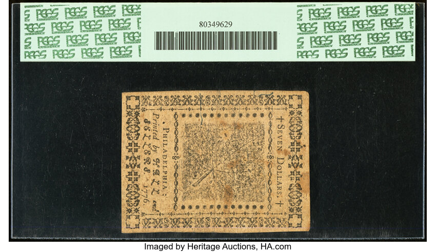 image for: May 9, 1776 Continental Congress $7  PCGS AU50 (Fr. CC37)