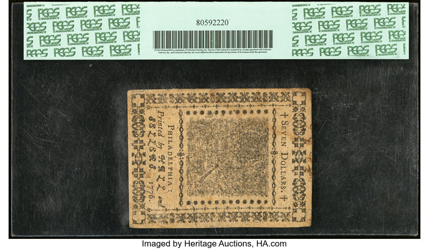 image for: Continental Currency May 9, 1776 $7 PCGS Apparent Extremely Fine 40....