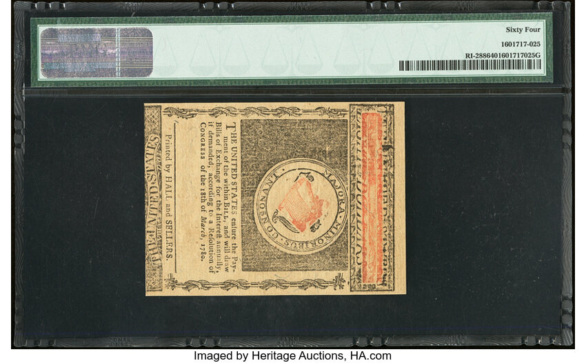image for: Rhode Island July 2, 1780 $8 Remainder PMG Choice Uncirculated 64....