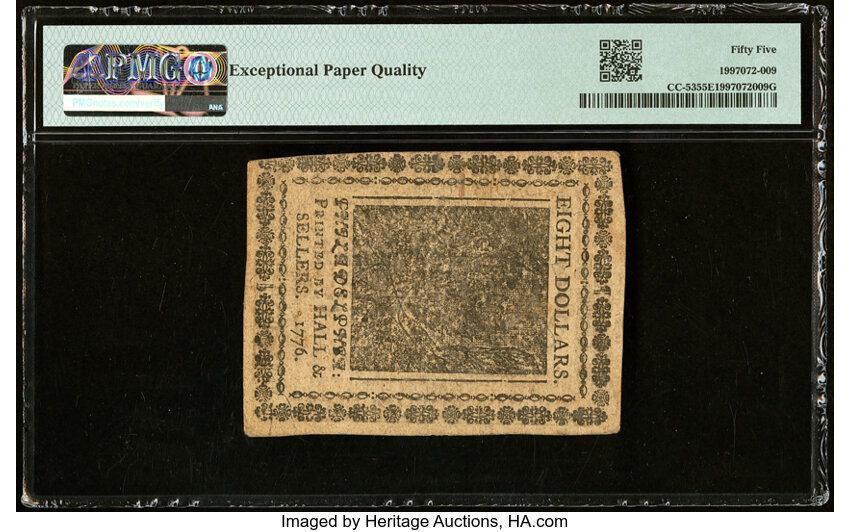 image for: Nov 2, 1776 Continental Congress $8  PMG AU55 (Fr. CC53)