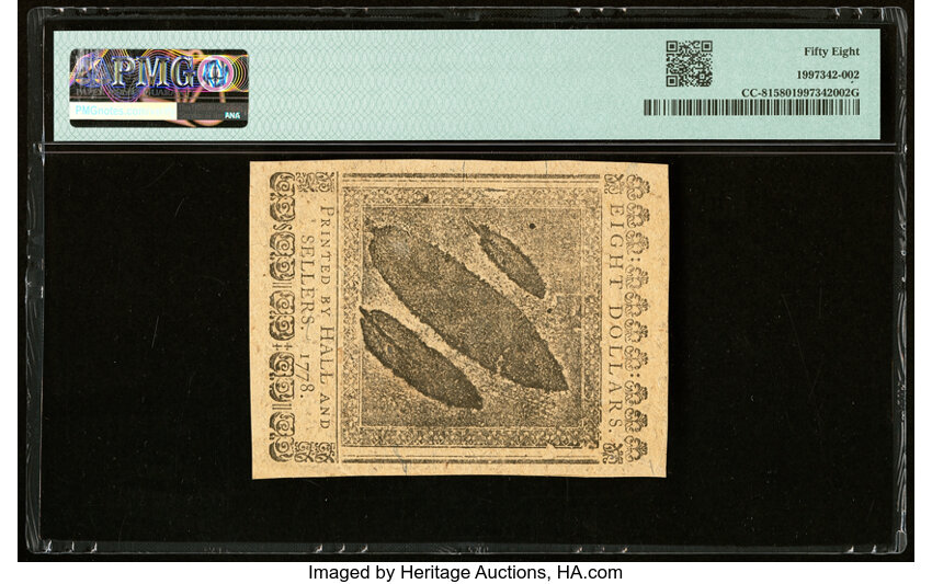 image for: Sep 26, 1778 Continental Congress $8  PMG AU58 (Fr. CC81)