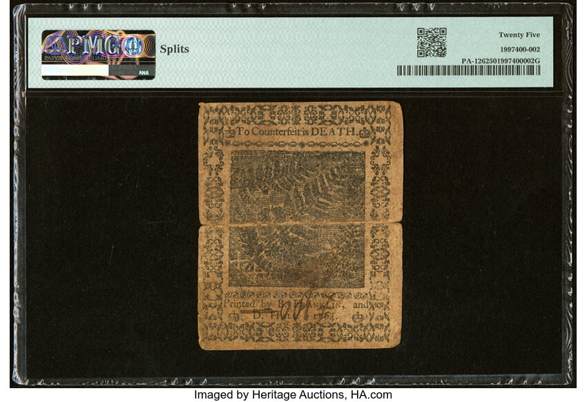 image for: Jun 18, 1764 Pennsylvania 20s PMG VF25 (Fr. PA126)