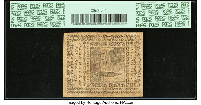 image for: Mar 25, 1775 Pennsylvania 6s PCGS AU53 (Fr. PA172)