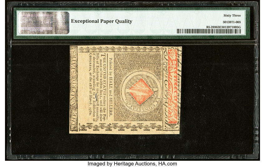 image for: Jul 2, 1780 Rhode Island $20  PMG CU63 (Fr. RI289)