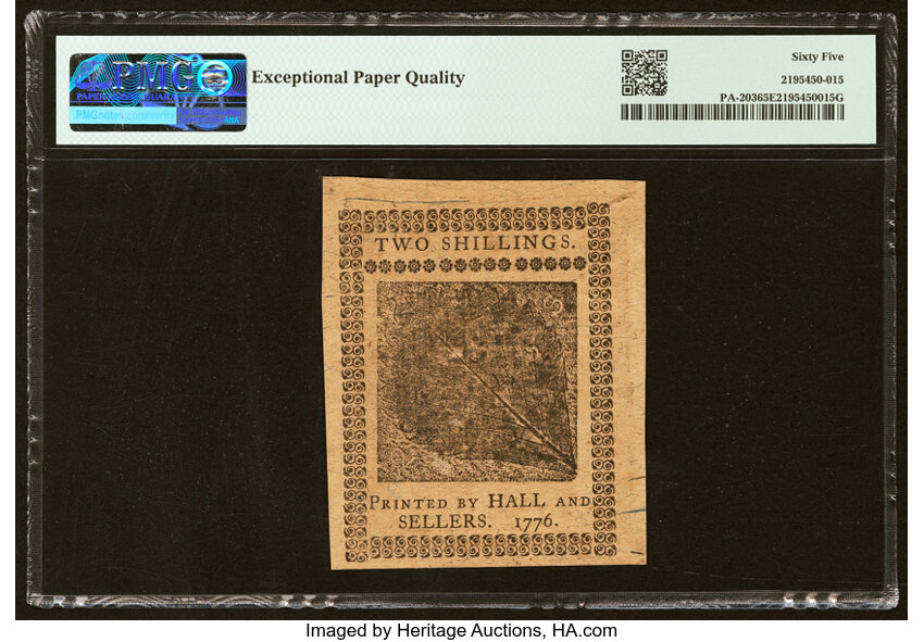 image for: Apr 25, 1776 Pennsylvania 2s PMG CU65 (Fr. PA203)