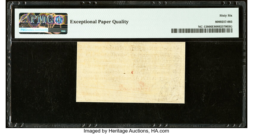 image for: North Carolina December, 1771 10s PMG Gem Uncirculated 66 EPQ....