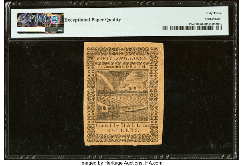 image for: Oct 1, 1773 Pennsylvania 50s PMG CU63 (Fr. PA170)