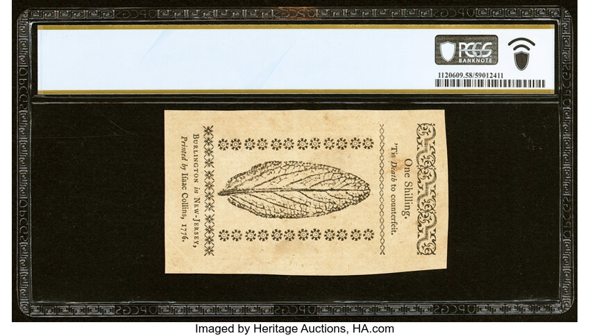 image for: New Jersey March 25, 1776 1s PCGS Banknote Choice AU 58....