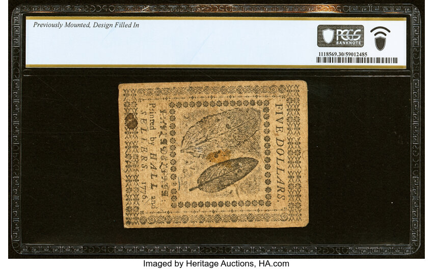 image for: Nov 2, 1776 Continental Congress $5  PCGS VF30 (Fr. CC50)