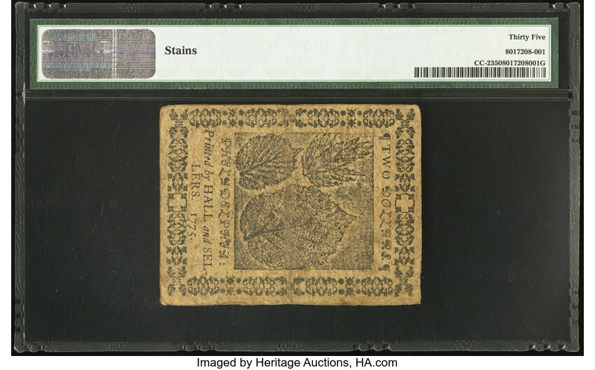 image for: Continental Currency May 10, 1775 $2 PMG Choice Very Fine 35....