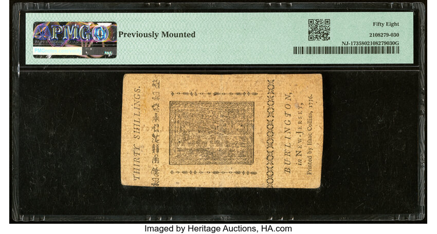 image for: Feb 20, 1776 New Jersey 30s PMG AU58 (Fr. NJ173)