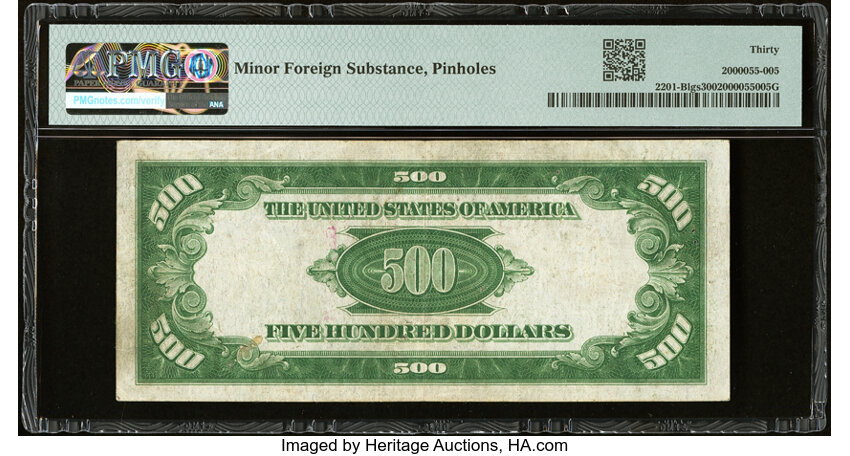 image for: Fr. 2201-B $500 1934 Light Green Seal Federal Reserve Note. PMG Very Fine 30....