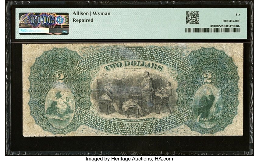 image for: Pittsburgh, PA - $2 1875 Fr. 391 The Pittsburgh National Bank of Commerce Ch. # 668 PMG Good 6 Net....