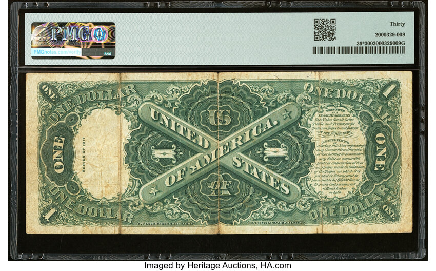 image for: Fr. 39* $1 1917 Legal Tender Star Note PMG Very Fine 30....