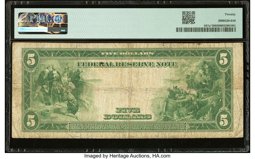 image for: Fr. 887a* $5 1914 Federal Reserve Star Note PMG Very Fine 20....