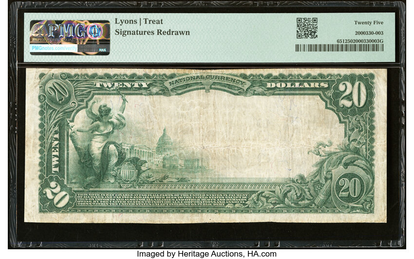image for: Hillsboro, IL - $20 1902 Plain Back Fr. 651 The Peoples National Bank Ch. # (M)8006 PMG Very Fine 25....