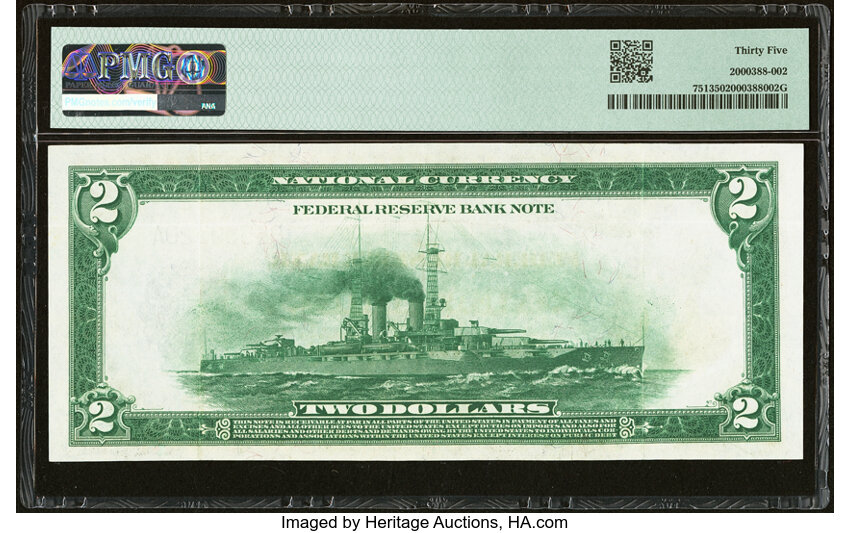 image for: Fr. 751 $2 1918 Federal Reserve Bank Note PMG Choice Very Fine 35....