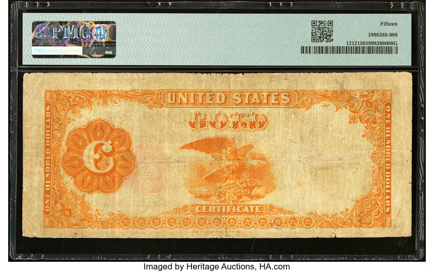 image for: Fr. 1212 $100 1882 Gold Certificate PMG Choice Fine 15....