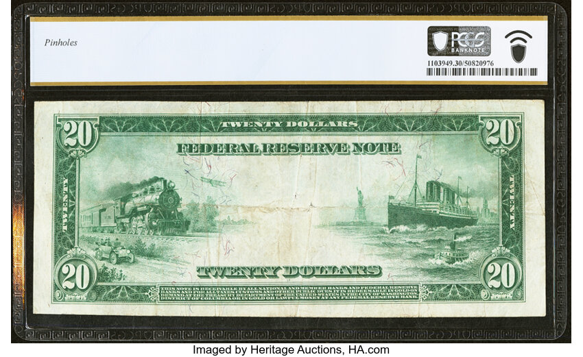 image for: Fr. 962A $20 1914 Red Seal Federal Reserve Note PCGS Banknote Very Fine 30....