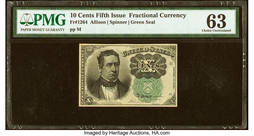 image for: Fr. 1264 10¢ Fifth Issue PMG Choice Uncirculated 63....