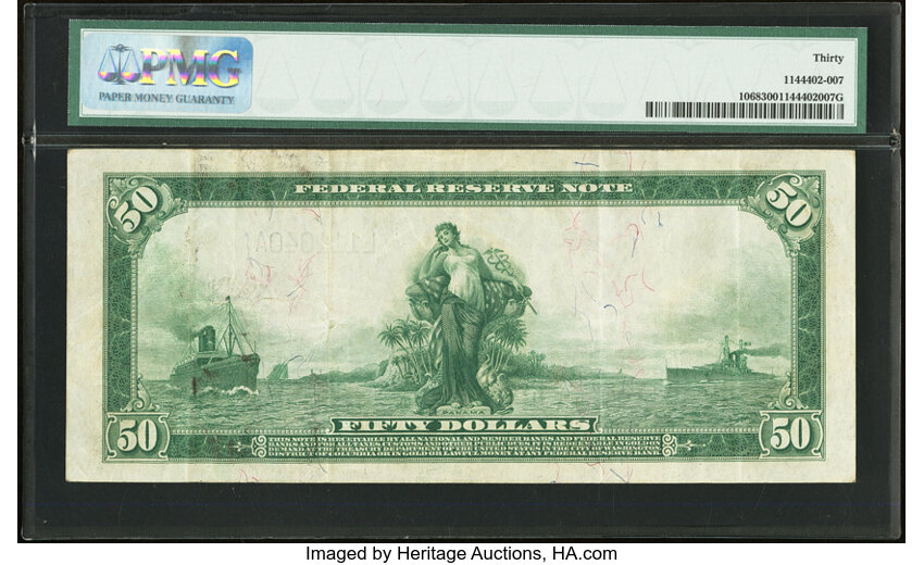 image for: Fr. 1068 $50 1914 Federal Reserve Note PMG Very Fine 30....