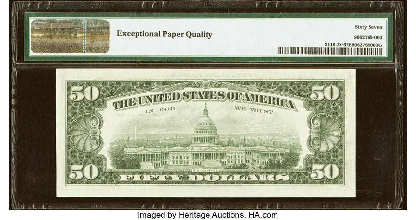 image for: Fr. 2119-D* $50 1977 Federal Reserve Star Note. PMG Superb Gem Unc 67 EPQ....