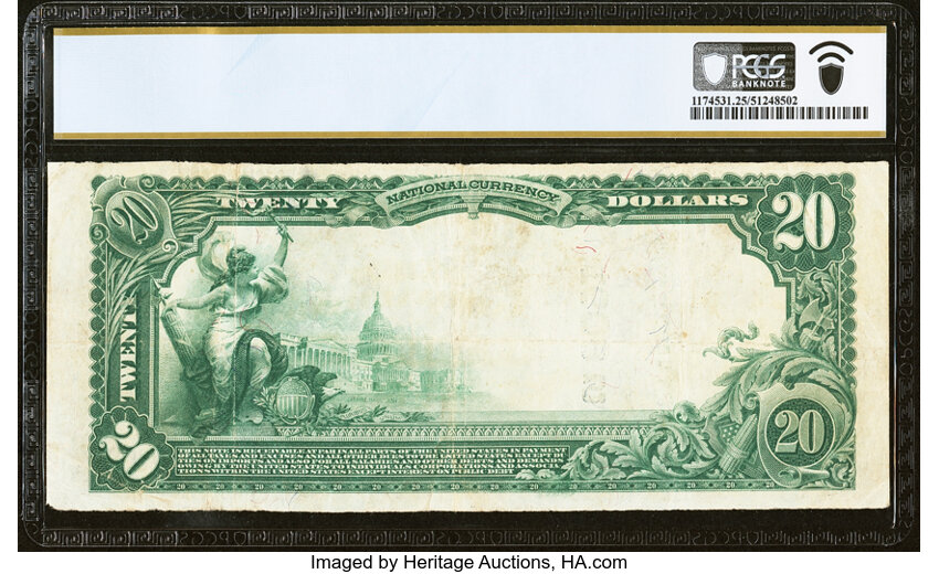 image for: Pearisburg, VA - $20 1902 Plain Back Fr. 651 The First National Bank Ch. # (S)8091 PCGS Banknote Very Fine 25....