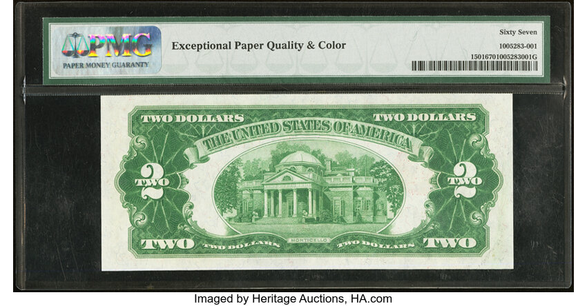image for: Fr. 1501 $2 1928 Legal Tender Note. PMG Superb Gem Unc 67 EPQ....