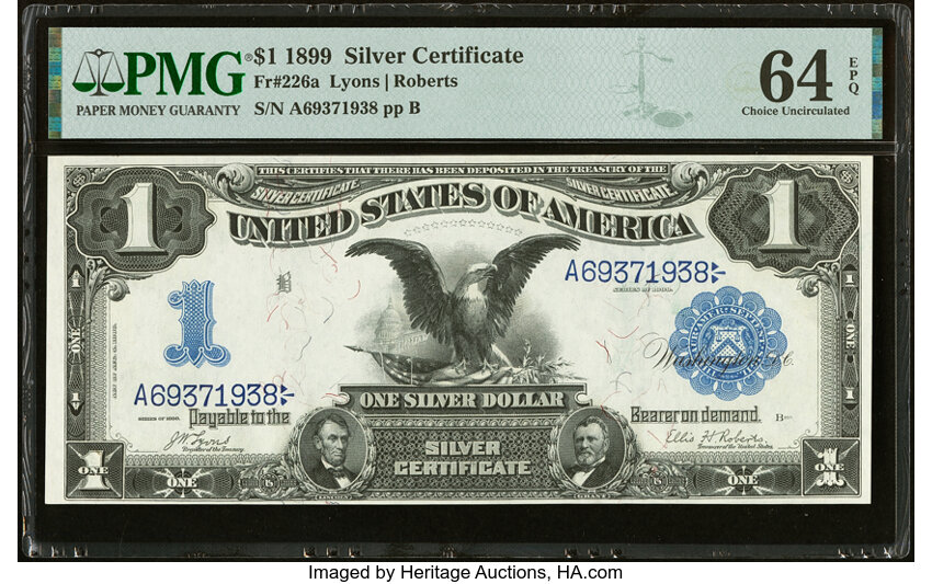 image for: Fr. 226a $1 1899 Silver Certificate PMG Choice Uncirculated 64 EPQ....