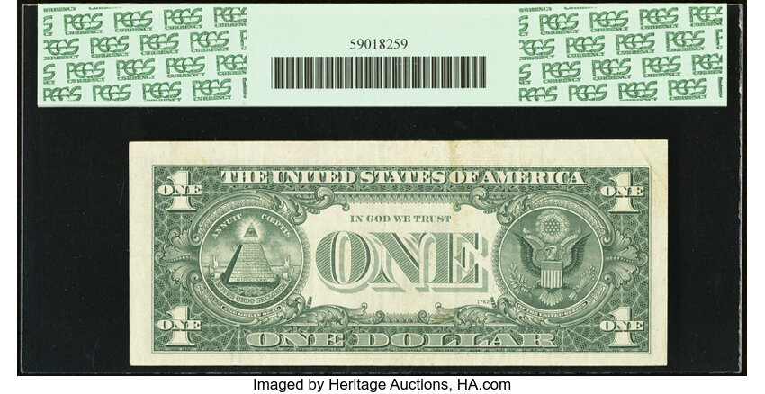 image for: Solid Serial Number 11111111 Fr. 1908-E $1 1974 Federal Reserve Note. PCGS Very Fine 30PPQ....