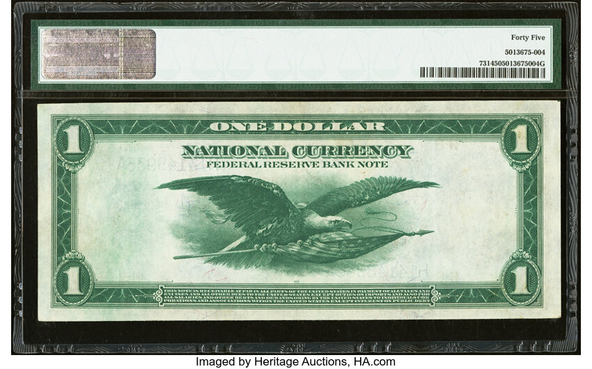 image for: Fr. 731 $1 1918 Federal Reserve Bank Note PMG Choice Extremely Fine 45....