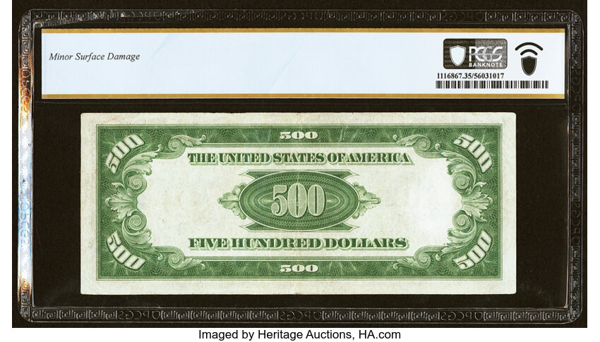 image for: Fr. 2201-B $500 1934 Federal Reserve Note. PCGS Banknote Choice VF 35....