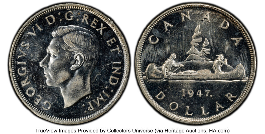 image for: Canada: George VI "Maple Leaf" Dollar 1947 MS63 PCGS,...