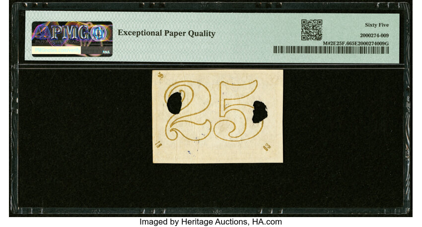 image for:  Head of George Washington in Bronze Oval Frame 25c PMG CU65 (Fr. 1286)