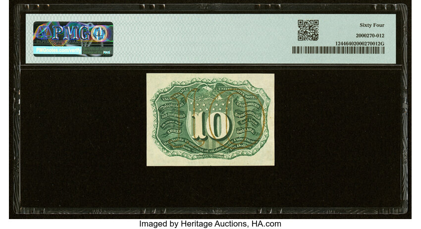 image for:  Head of George Washington in Bronze Oval Frame 10c PMG CU64 (Fr. 1244)