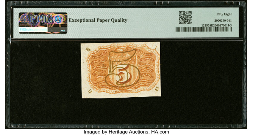 image for:  Head of George Washington in Bronze Oval Frame 5c PMG AU58 (Fr. 1235)