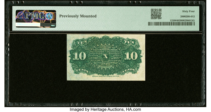 image for:  Bust of Liberty 10c PMG CU64 (Fr. 1259)