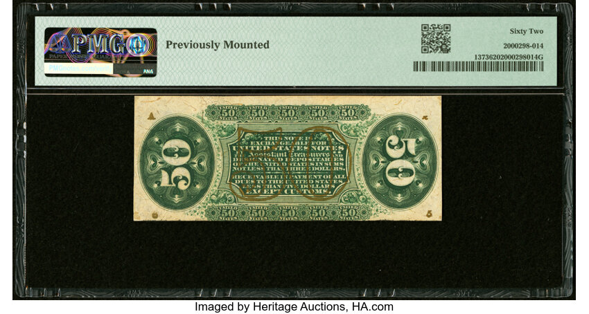 image for:  Seated figure of Justice 50c PMG CU62 (Fr. 1373)